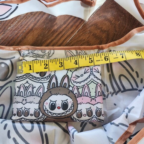 Labubu Grey Foldable Reusable Shopping Bag with Small Pouch – Nylon - Picture 8 of 13